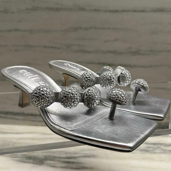 CULT GAIA Sarina Crystal-Embellished Metallic-Leather Sandals SZ 36 - Picture 4 of 11